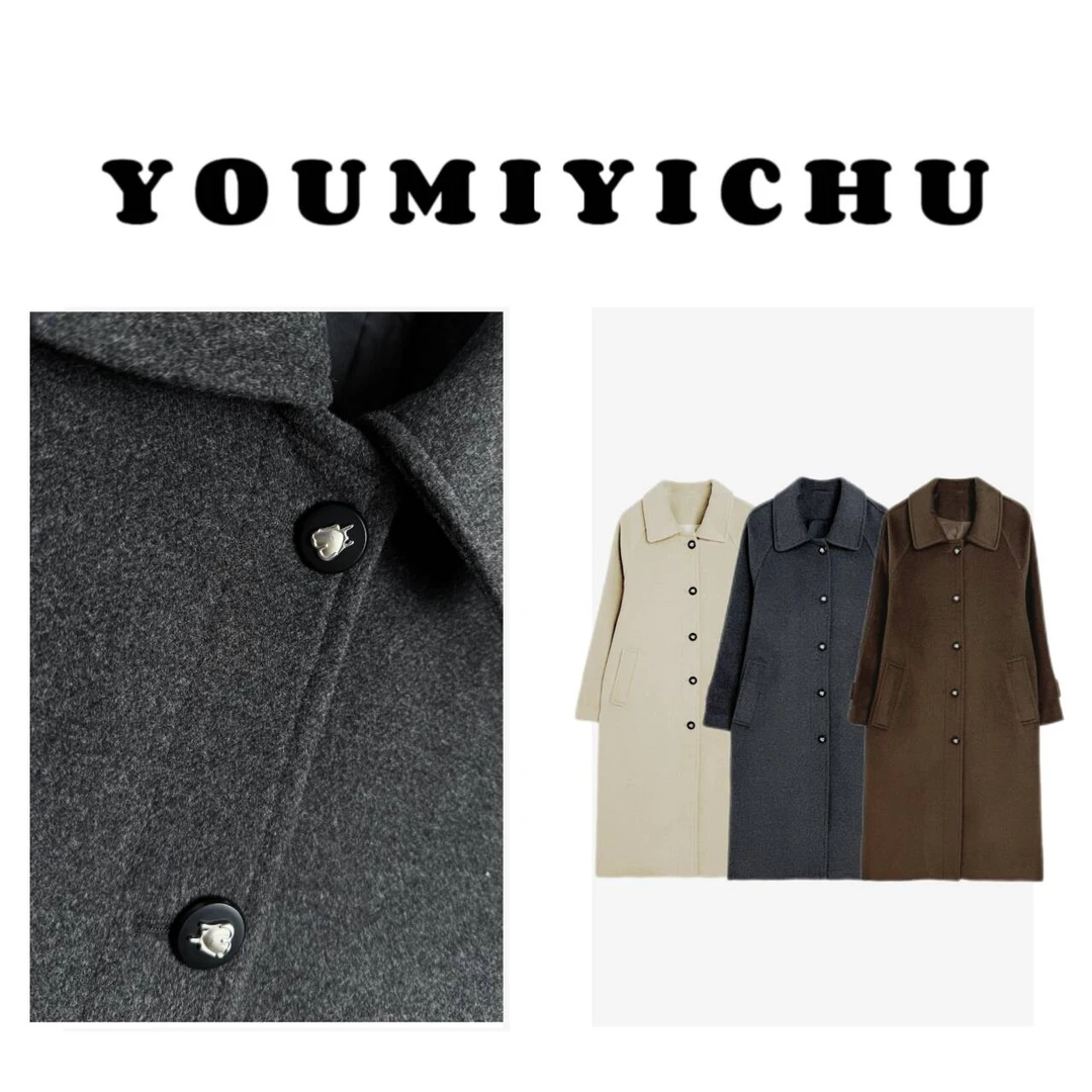 Y.M | 茉奈Monice 韩版设计款中长型呢大衣6035
