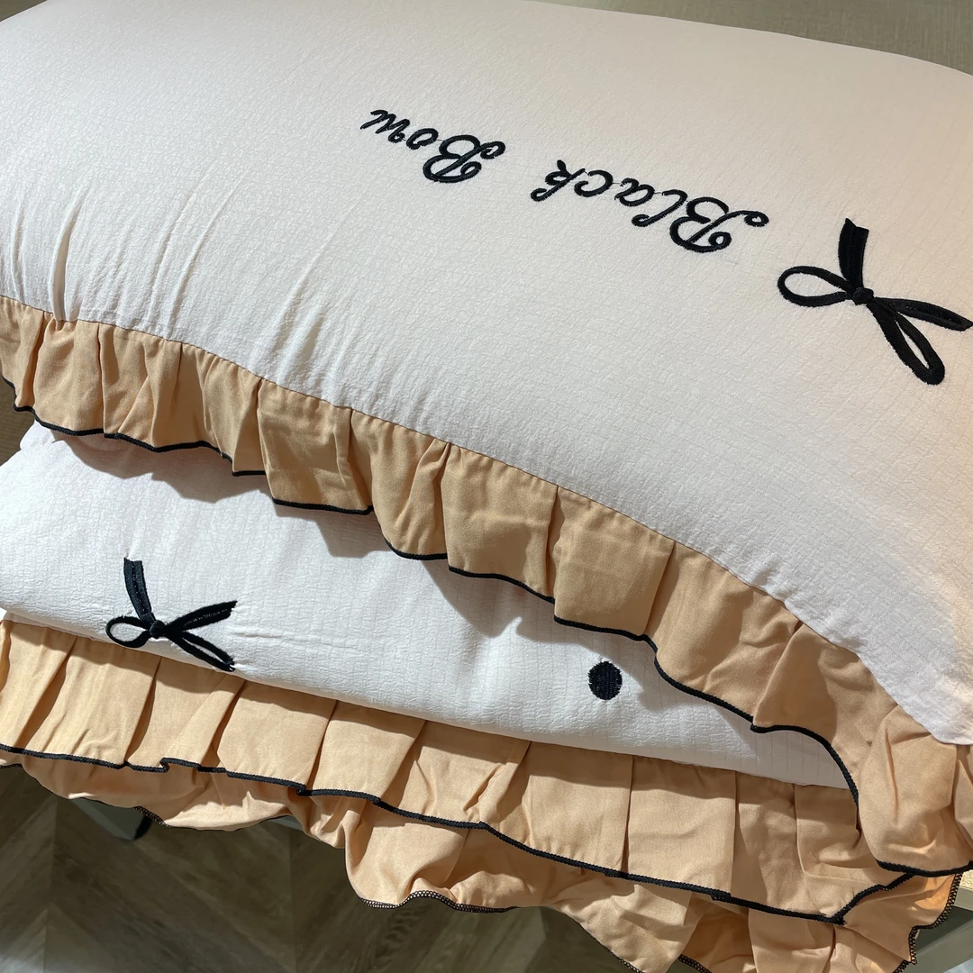 法式毛巾绣花边夏被夏凉被空调被四件套初夏橘色