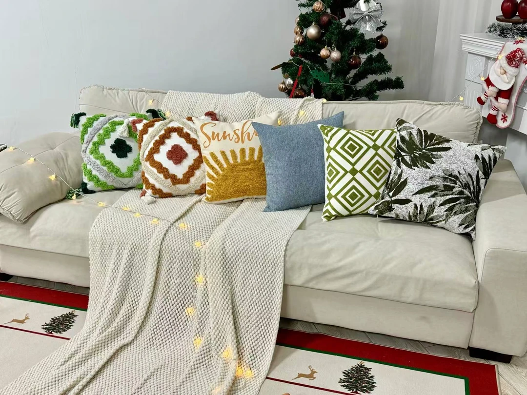 45*45CM 3件套 网红爆款重工圈绒刺绣雪尼尔抱枕可拆洗带枕芯可选