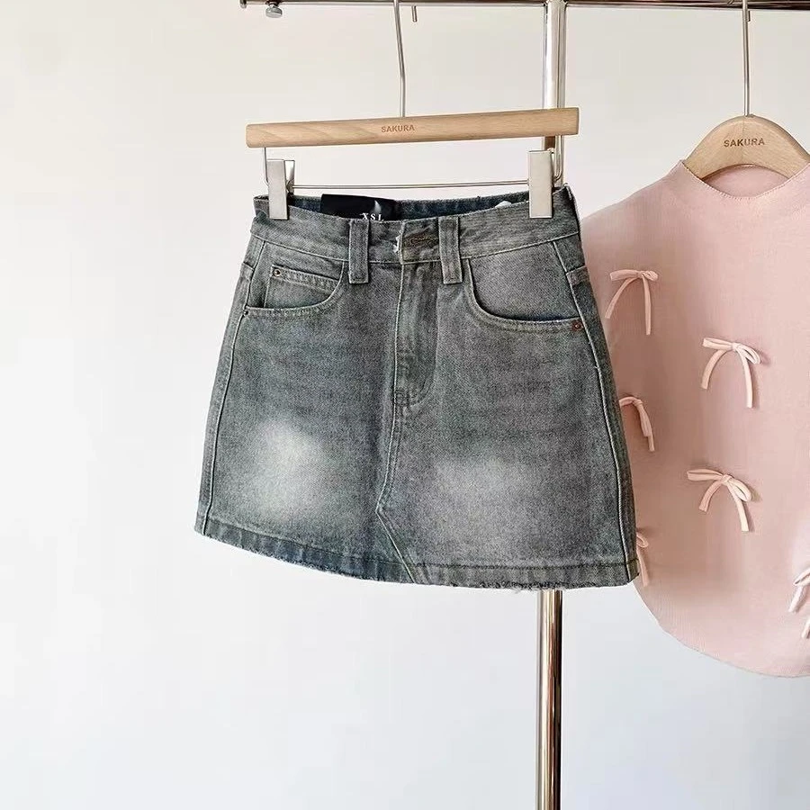 廓形A字版牛仔高腰短裙货号1888