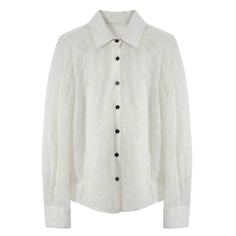 ZOUMO/邹茉【花影和诗】新款百搭翻领蕾丝刺绣上衣衬衫A30CS00050