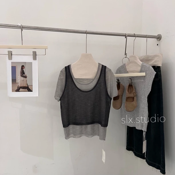 slx@ 5533 镂空背心两件套