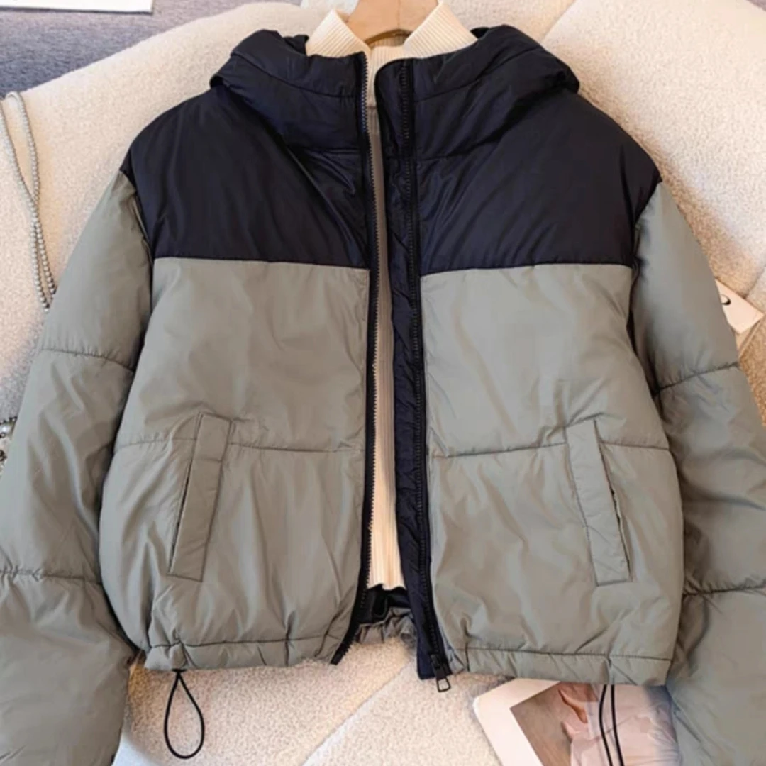 新款时尚带帽棉服短款外套