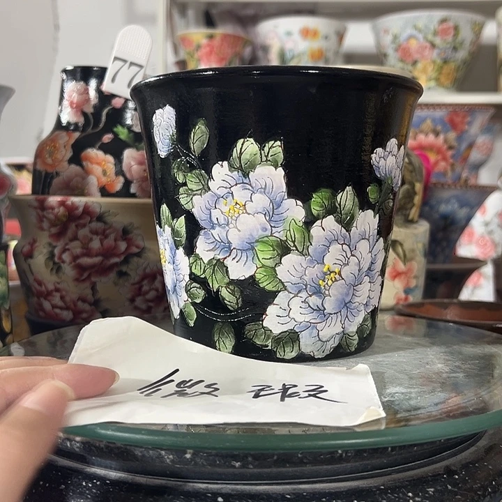 景德镇幸运花盆手绘韩式花盆