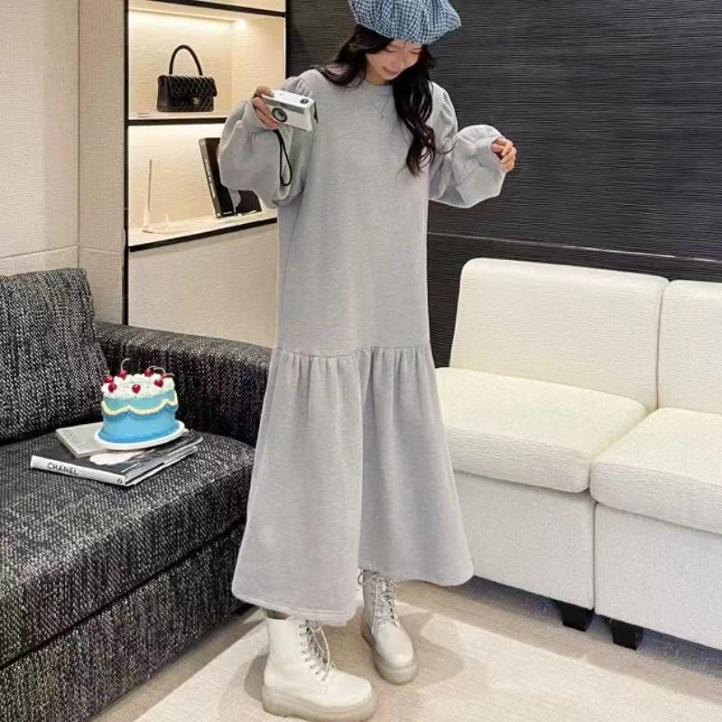 D96622长裙套头连衣裙韩版时尚百搭纯色宽松裙子