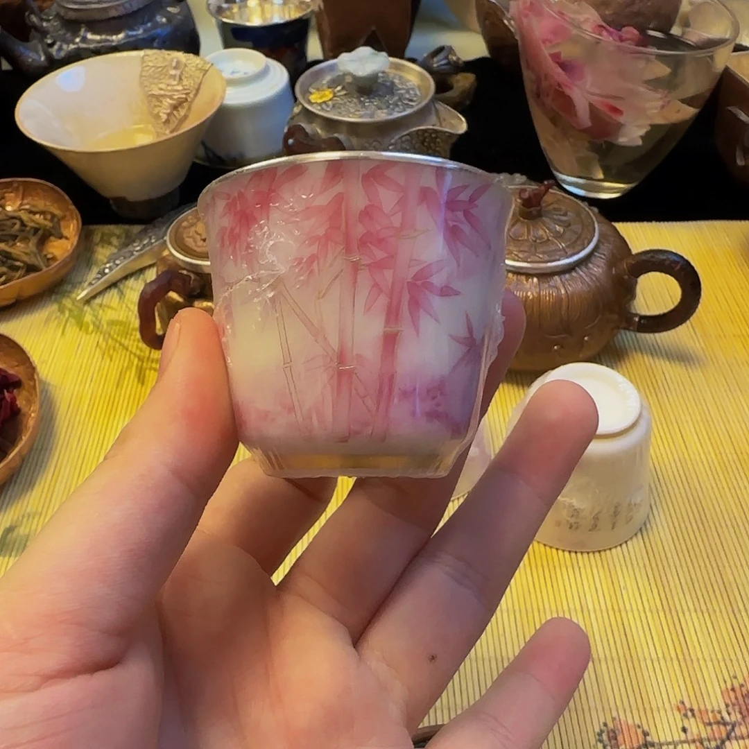 瓷包银杯子足银999