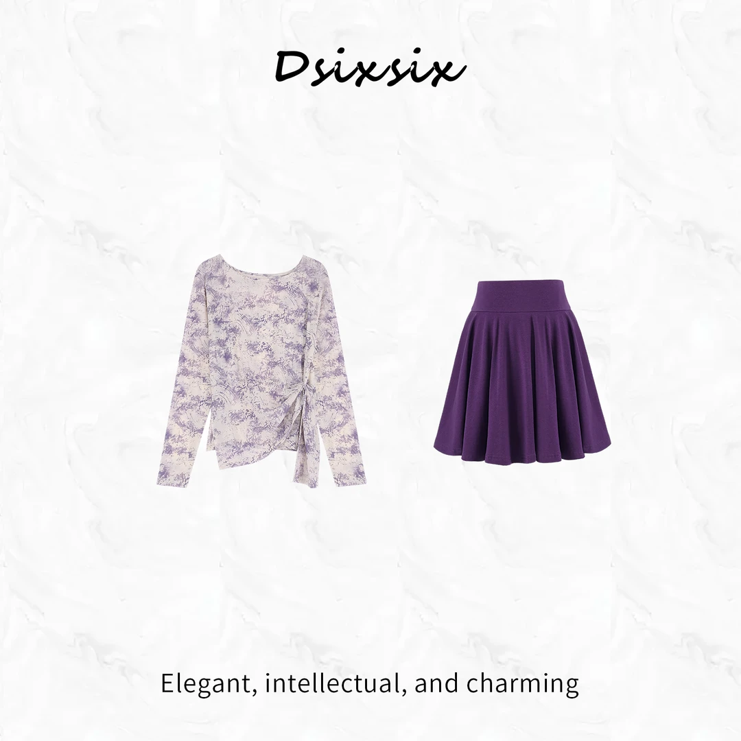 Yeah Me/也觅【紫苑云裳】夏季新款甜美气质紫色高级感半身裙套装