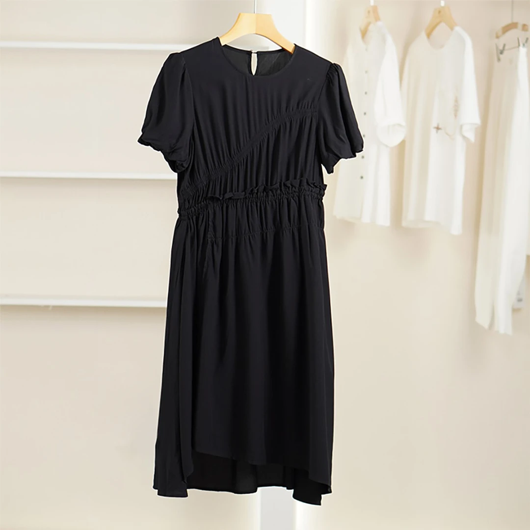 麦迪尚品【帕系列】S508 夏再生纤维时尚不规则短袖连衣裙