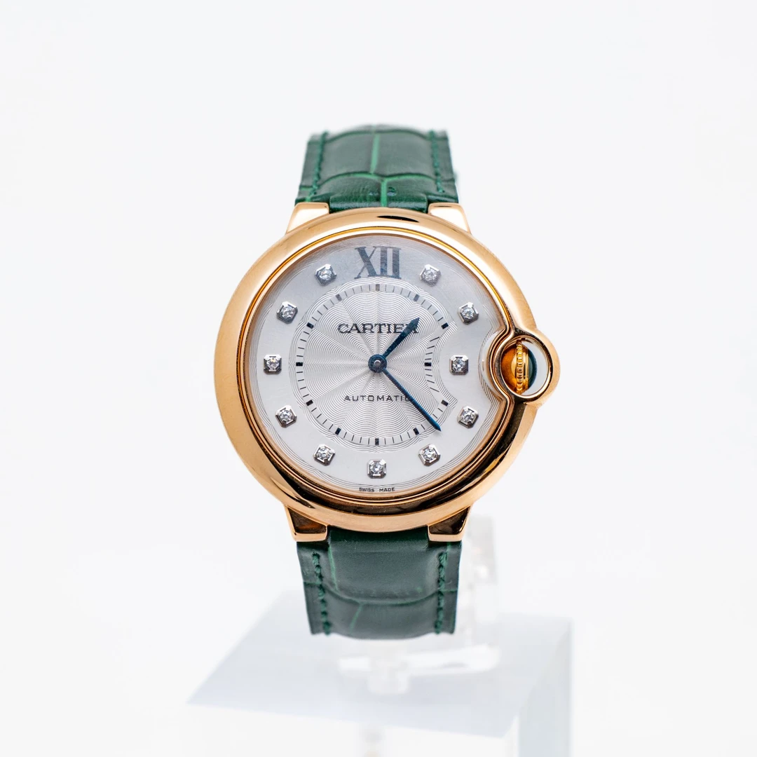 99新 Cartier/卡地亚 蓝气球WE902028 36玫瑰金钻刻机械手表 单表