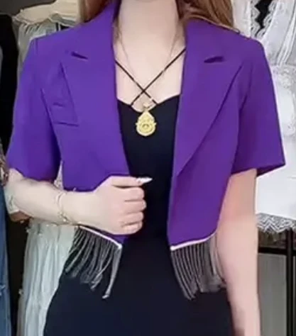 833/重工时尚轻奢设计流苏短款西装上衣/欧盼全品