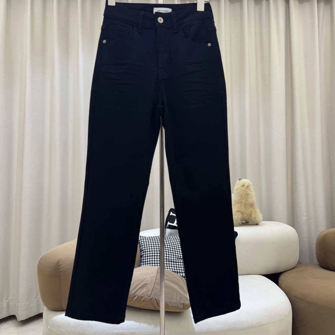 zaw大码女裤黑色牛仔裤女夏季薄款直筒烟管裤子胖mm显瘦款/25166