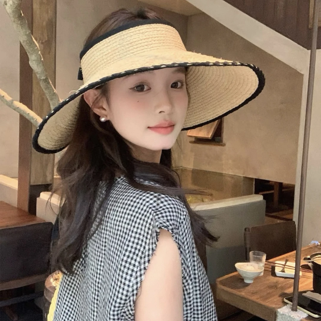 姜妍同款草编拉菲草2025新款夏季海边沙滩度假防晒遮阳空顶帽