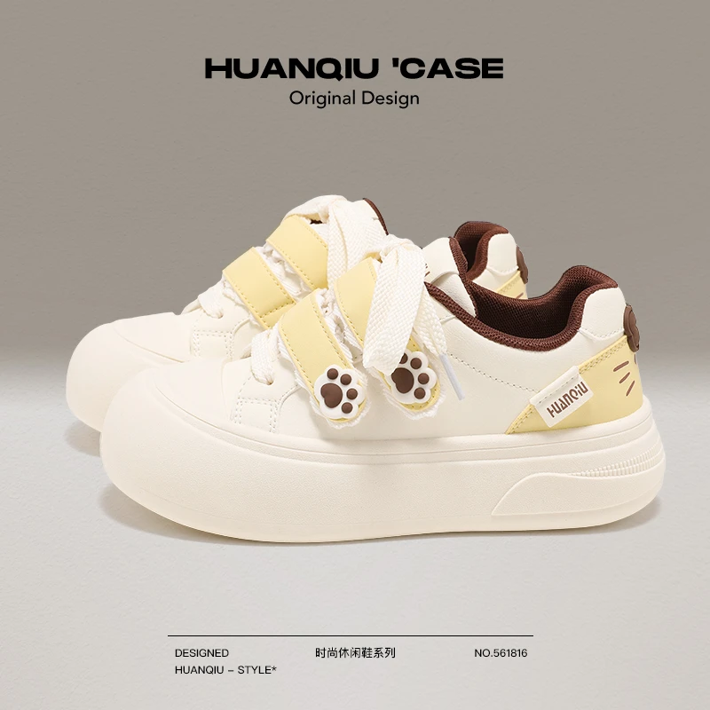 环球鞋子女款秋季新款百搭爆款小白鞋厚底学生小众韩式魔术贴板鞋