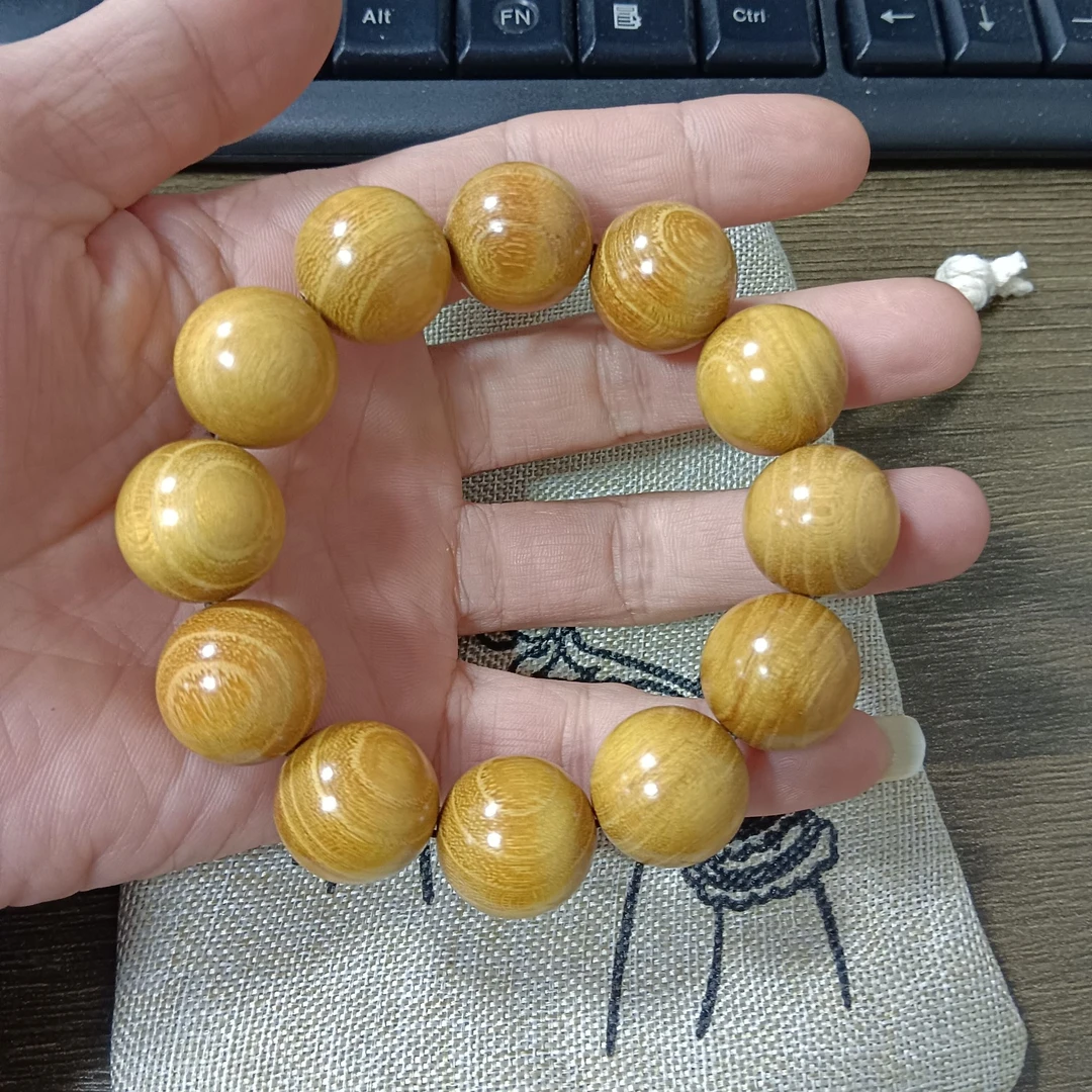 【直播专属价】A99墨西哥黄金檀香木手串单圈20mm男盘玩念珠佛珠