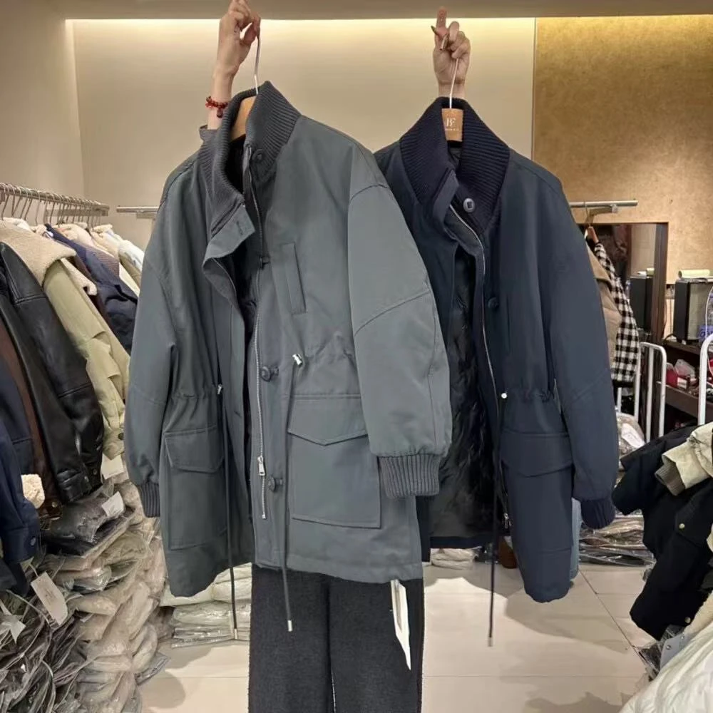 [麦霓严选]新款复古工装撞色抽绳腰设计羽绒服女休闲时尚百搭8333