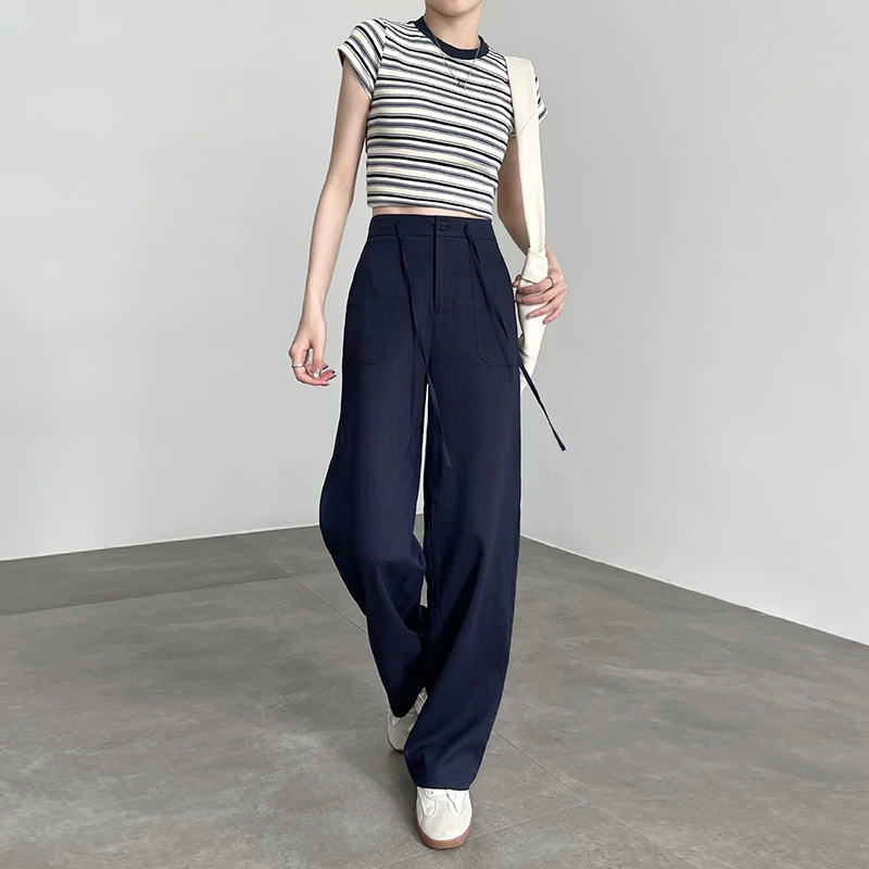 天丝亚麻莱赛尔阔腿裤女夏薄款高腰垂感棉麻休闲窄版老钱风直筒裤