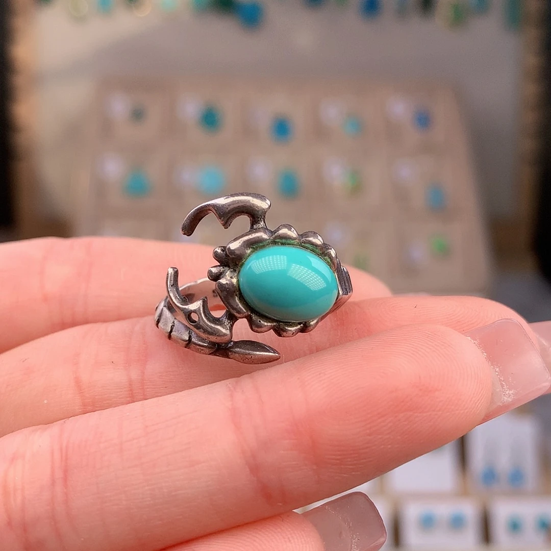 绿松石银S925镶嵌戒指