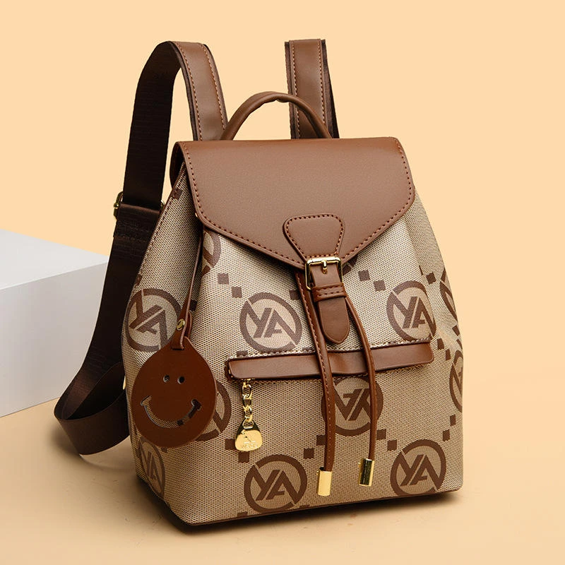 品牌网红背包女大容量真皮双肩包2023新款时尚潮流防盗女士小背包