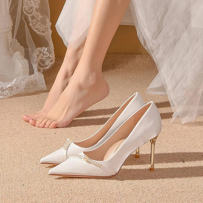 【万达撤柜】白色法式婚纱鞋女秀禾两穿2025年新款高级感气质高跟