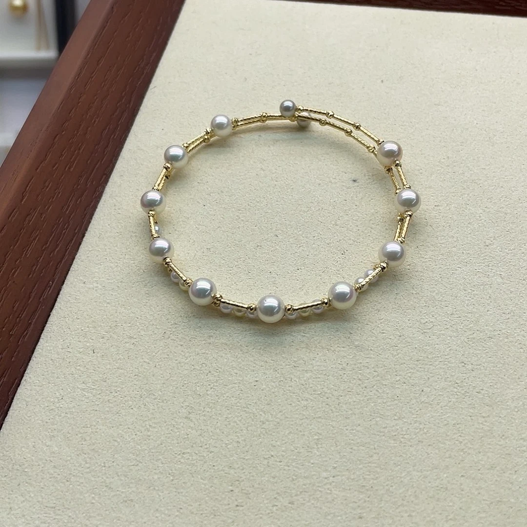 手绳海水珍珠18K金镶嵌