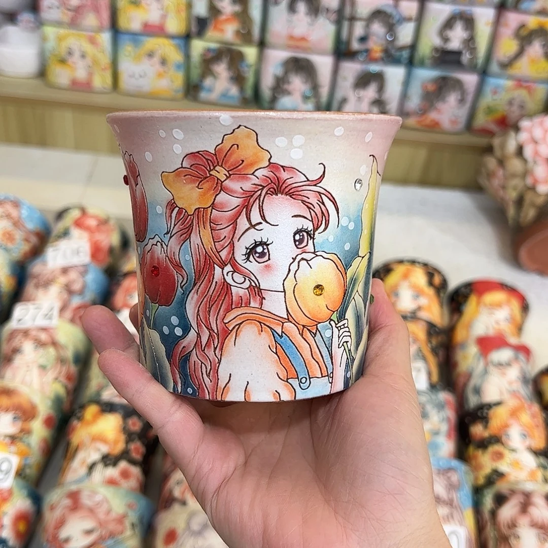*****景德镇炫彩手绘口10.5高10