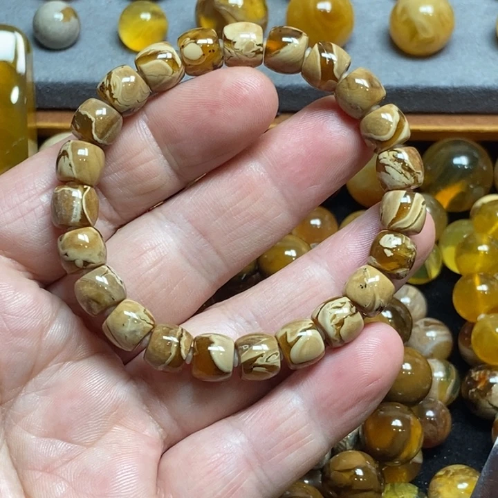 手链琥珀未镶嵌9加溶洞老型手串