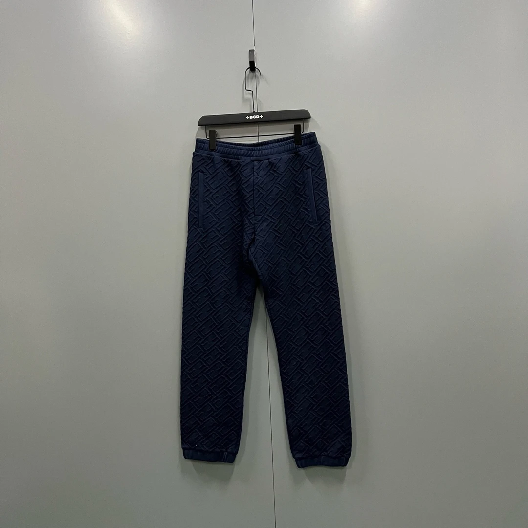95新 FENDI/芬迪 （ll）藏青色双F压纹卫裤 44码全新009099