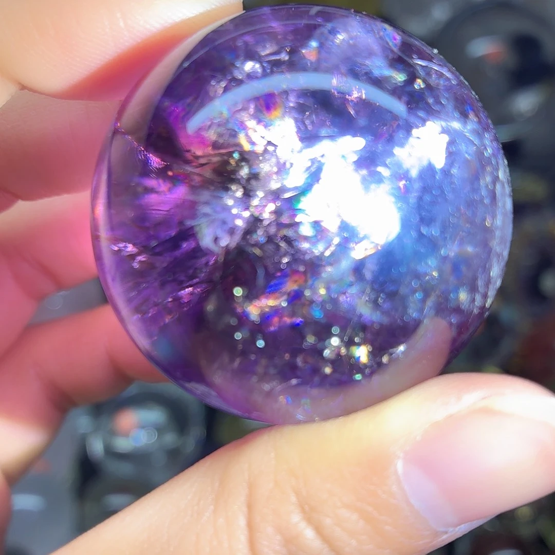 水晶未镶嵌珠宝半成品爆彩紫水晶