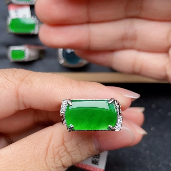 翡翠银S925镶嵌戒指编号3857没运费险