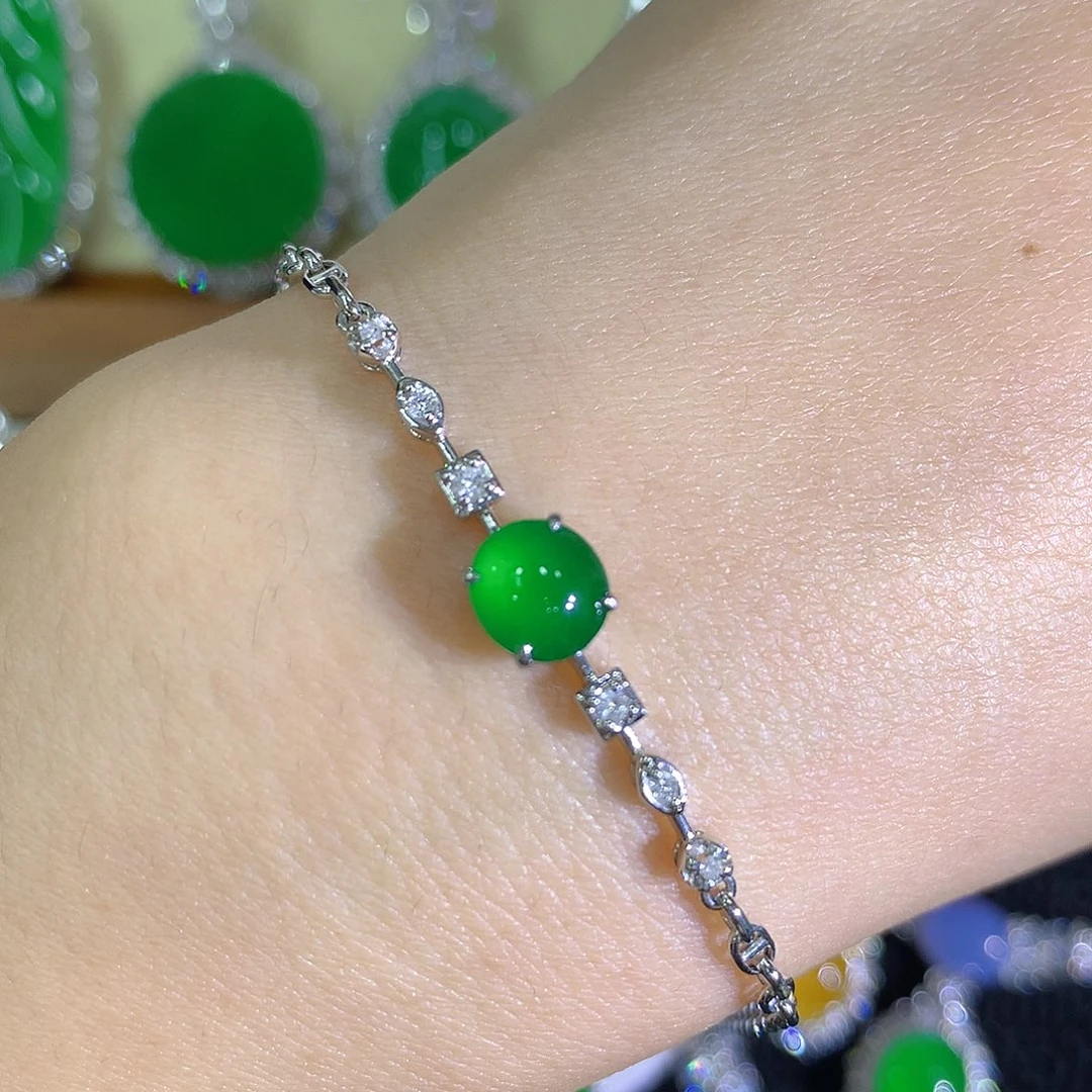 翡翠18K金镶嵌手链888888