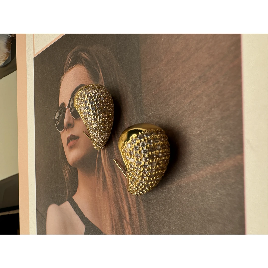 铜合金合成锆石耳饰 铜合金高级轻奢小众耳钉ed1995