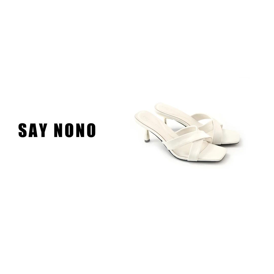 Say  nono  桑蚕丝绸露趾交叉带方头优雅气质时装凉鞋6cm