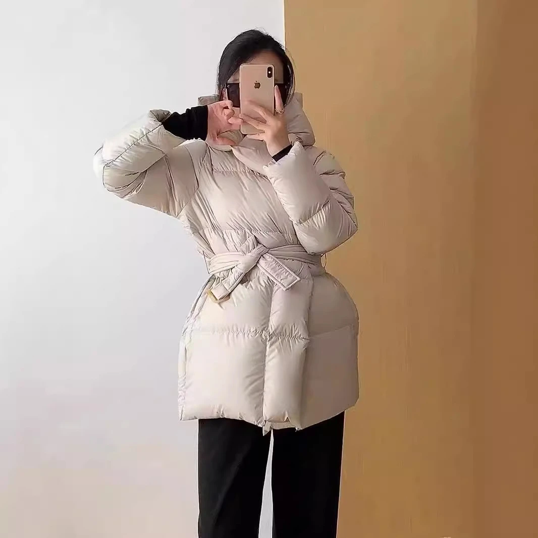 DUCURNO连帽羽绒服女冬季2025新款时尚气质加厚保暖百搭收腰外套