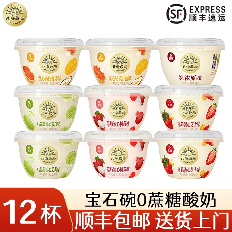 北海牧场宝石碗酸奶0蔗糖零蔗糖风味发酵乳低温酸奶