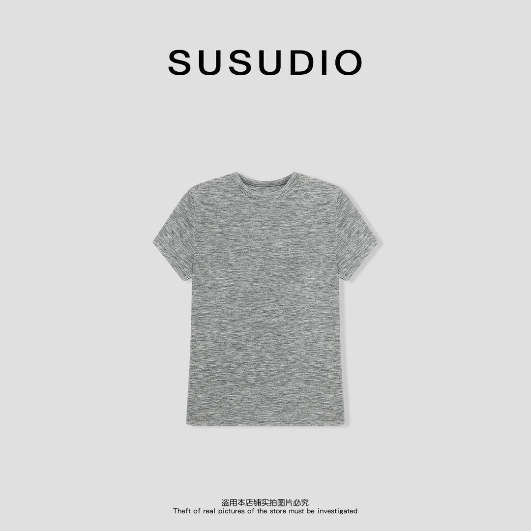 SUSUDIO 极简休闲软糯高回弹轻盈纯色短袖T恤10025