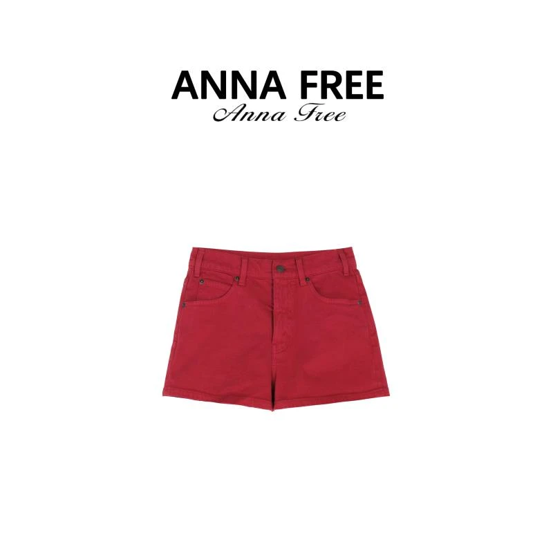 ANNA FREE 新款百搭时尚极简风红色夏季户外短裤ZCP25387