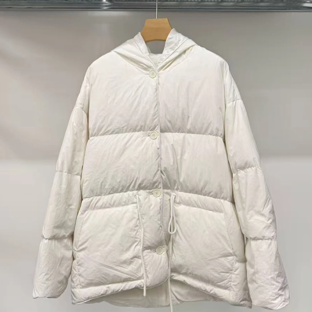 luluzou连帽收腰羽绒服鸭绒05809