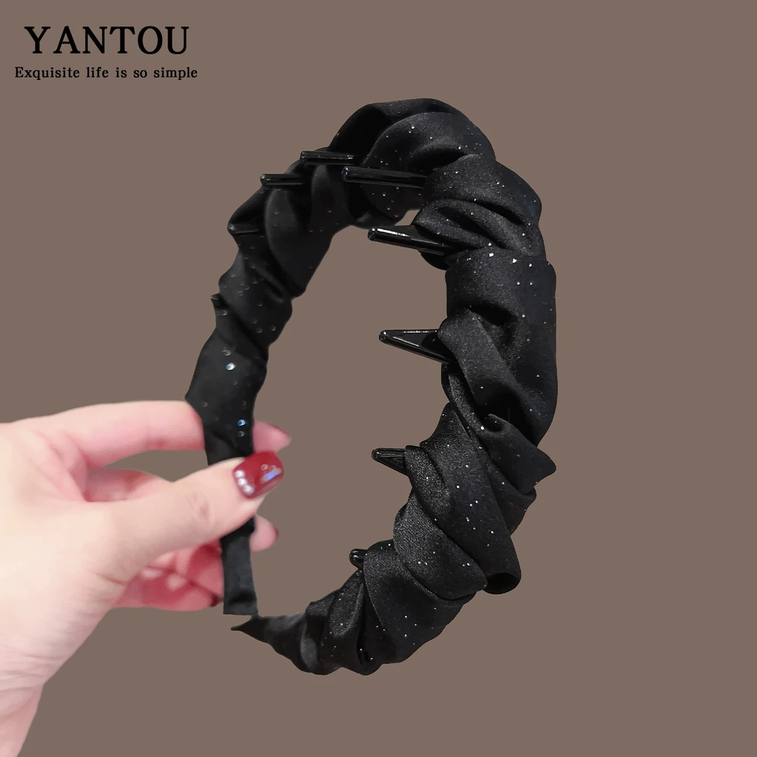 黑色正反两戴发箍带梳齿碎发卡高颅顶洗脸防滑不掉日常外戴头箍