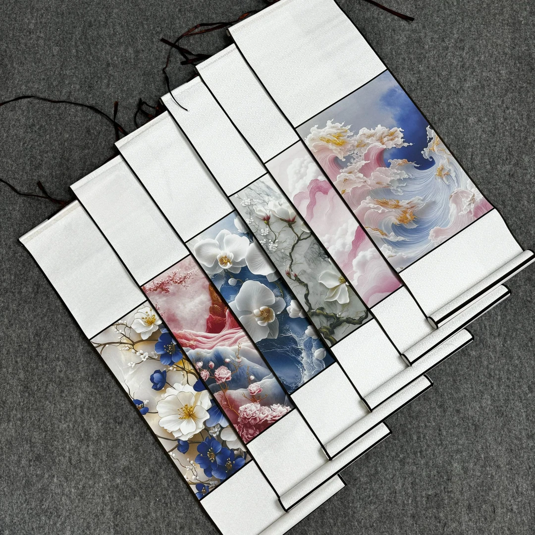 10个一组【翩若惊鸿-3D立体小卷轴】 宣纸书法小楷卷轴半生熟微喷