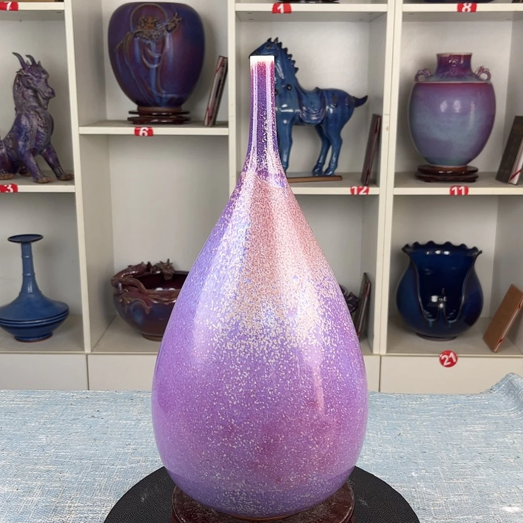 瓷片水滴瓶炭烧手拉坯大师作品