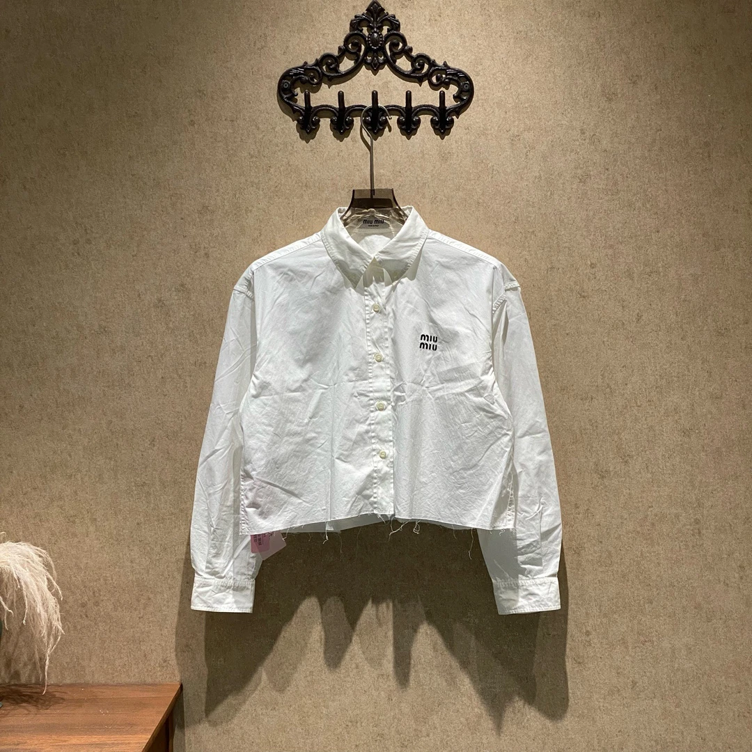 99新 MIU MIU/缪缪 白色字母logo衬衫/40码/99新/39864