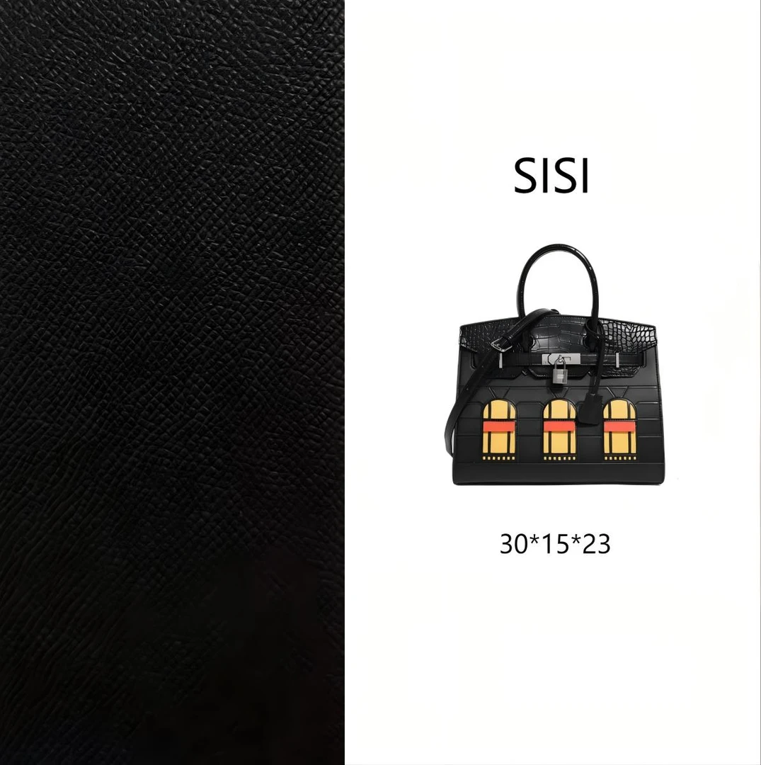 【尺寸：30*15*23】SISI原创设计高定真皮女包 30房子包-黑色