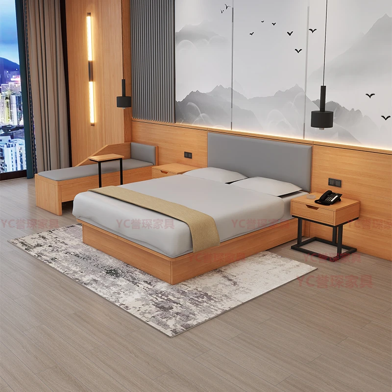 酒店家具宾馆床标间单间全套定制民宿公寓单双人床出租房床专用式