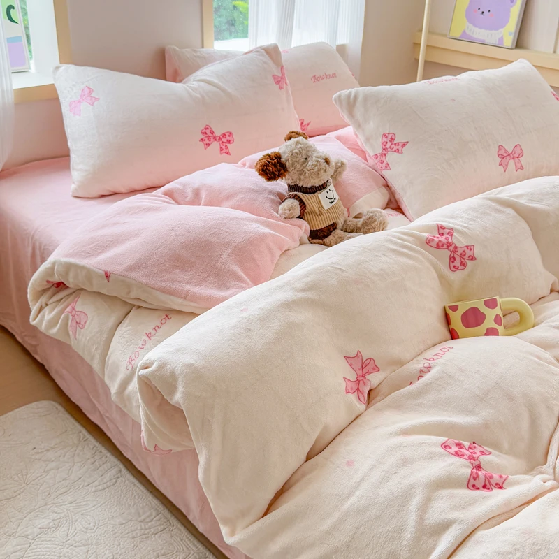 2025冬季新款加厚牛奶绒四件套保暖被套双面绒冬季床品套件