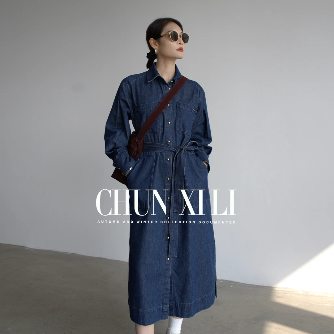 【气质单宁】CHUNXILI/春熙里 极简显瘦牛仔连衣裙 D04L43074