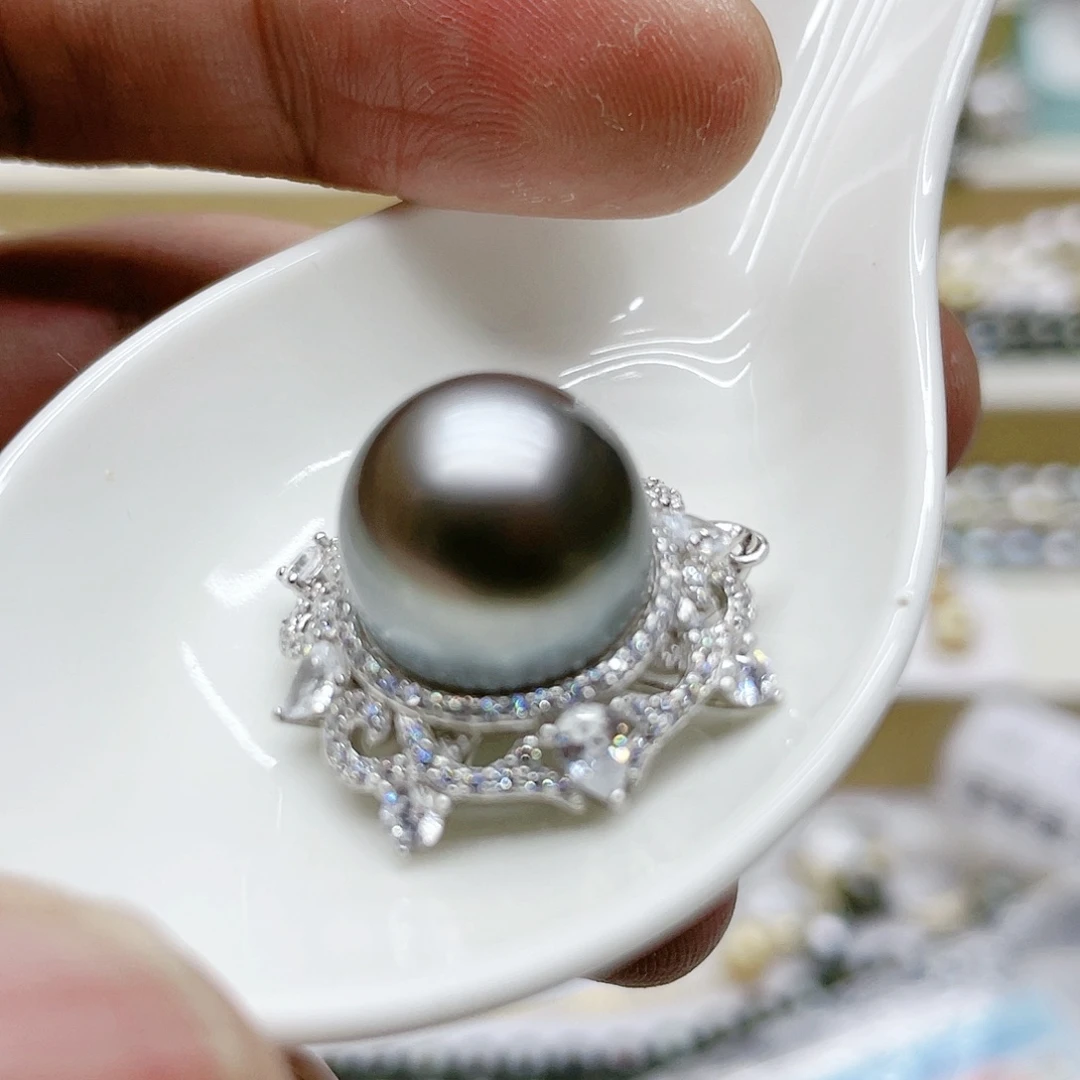 海水珍珠银S925镶嵌颈饰