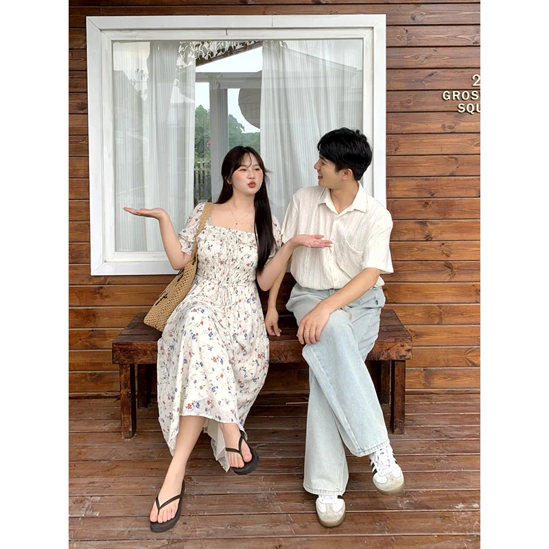 KMZY/KMZY山_山【海岛繁花】微胖mm法式温柔度假风碎花收腰连衣裙