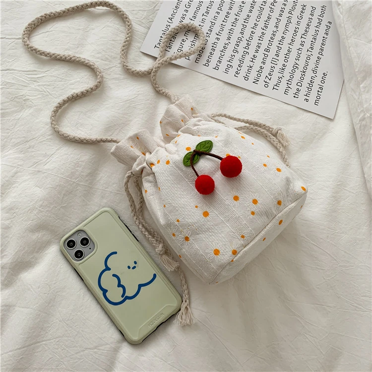 包包女2025新款爆款夏季帆布少女清新水桶包女小包包斜挎包百搭