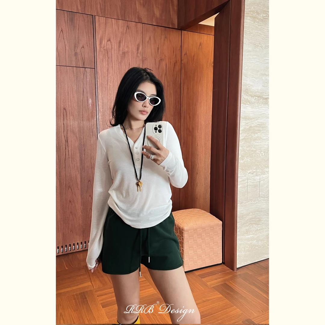 RRB Design「基础优雅」莱赛尔羊毛简约百搭显瘦V领长袖打底上衣