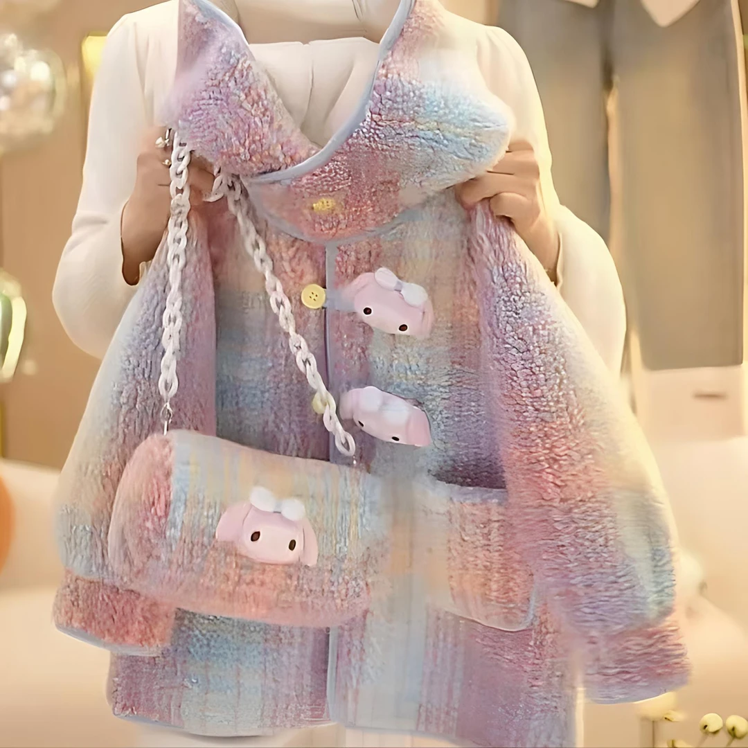 2025新款女童加厚秋冬装外套儿童装洋气中长款可爱超萌儿童衣服